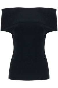 Toteme off-shoulder double-knit top in black viscose