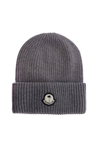 Moncler X Palm Angels gray ribbed virgin wool hat