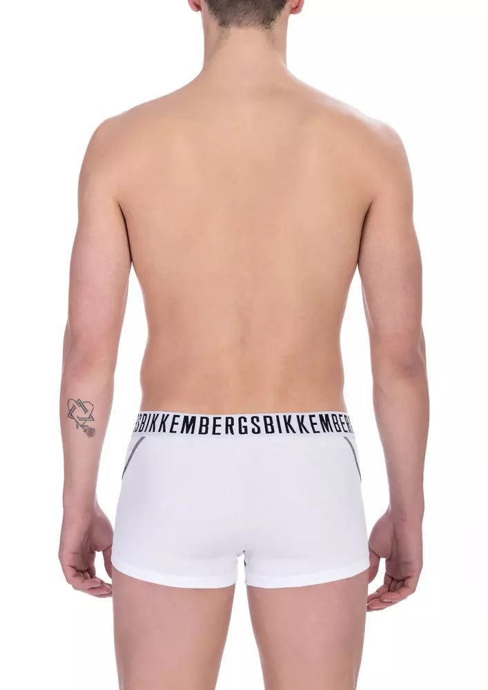 Bikkembergs White Cotton Men Underwear Trunk Twin Pack