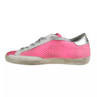 Golden Goose Pink Mesh Leather Sneakers with Glitter Accents