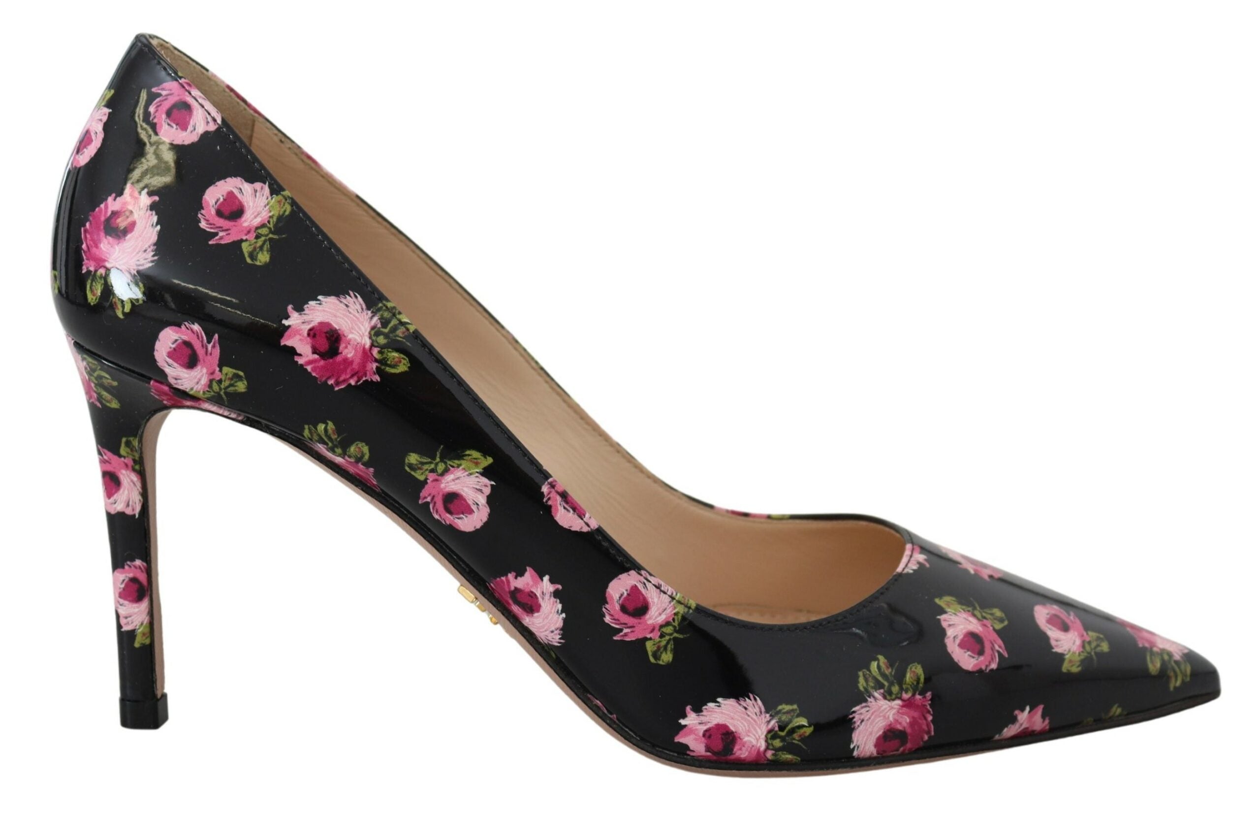 Prada Elegant Floral Print Leather Pumps