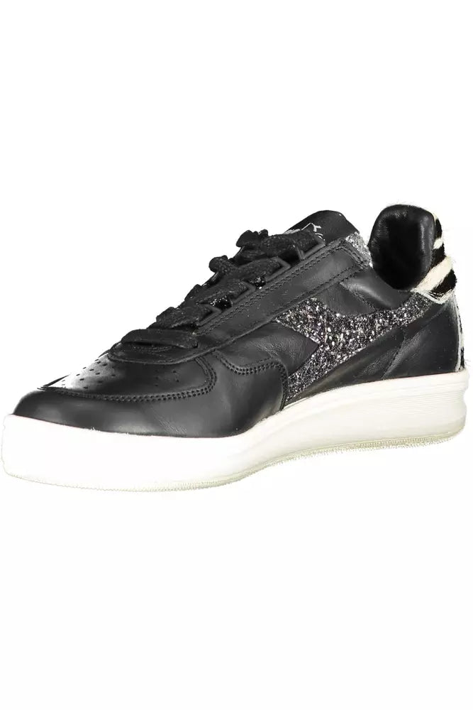 Diadora Black Leather Womens Sneaker