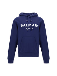 Balmain Elegant Navy Blue Monogram Hoodie