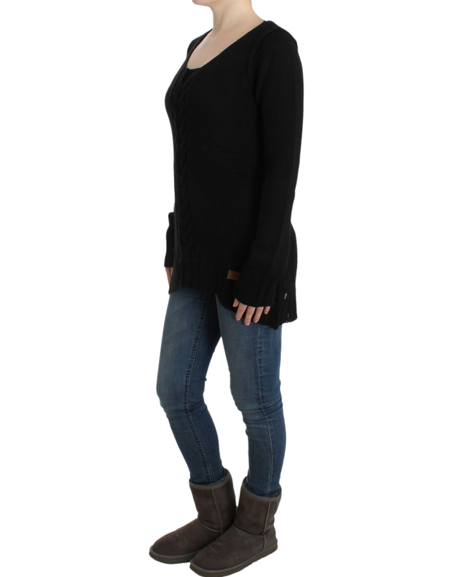 Cavalli Alluring Black Knitted Crew Neck Sweater