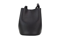 Burberry Lorne Small Black Haymarket Check Pebble Leather Bucket Handbag Purse