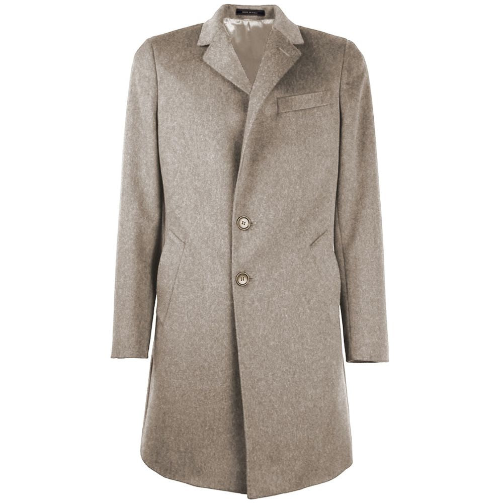 Made in Italy Beige Wool Men Coat