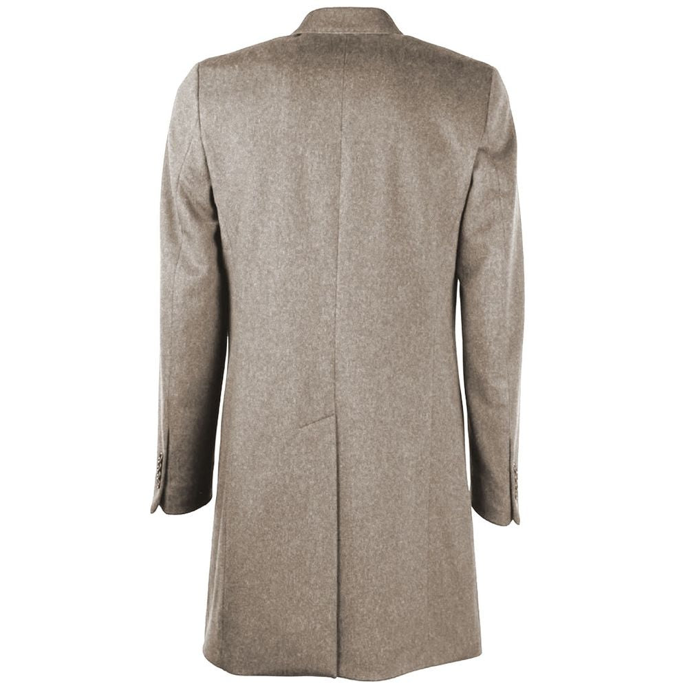 Made in Italy Beige Wool Men Coat