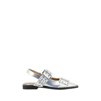 Ganni Buckle Metallic Ballerinas