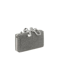 Self-Portrait Silver Crystal Box Clutch Bag