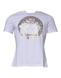 Versace White Medusa Print Cotton Crew Neck T-shirt