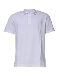 Versace White Viscose Collared Men Polo Short Sleeves T-shirt