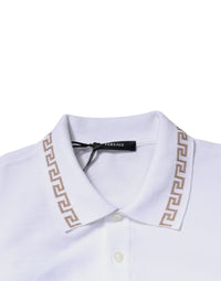 Versace White Viscose Collared Men Polo Short Sleeves T-shirt