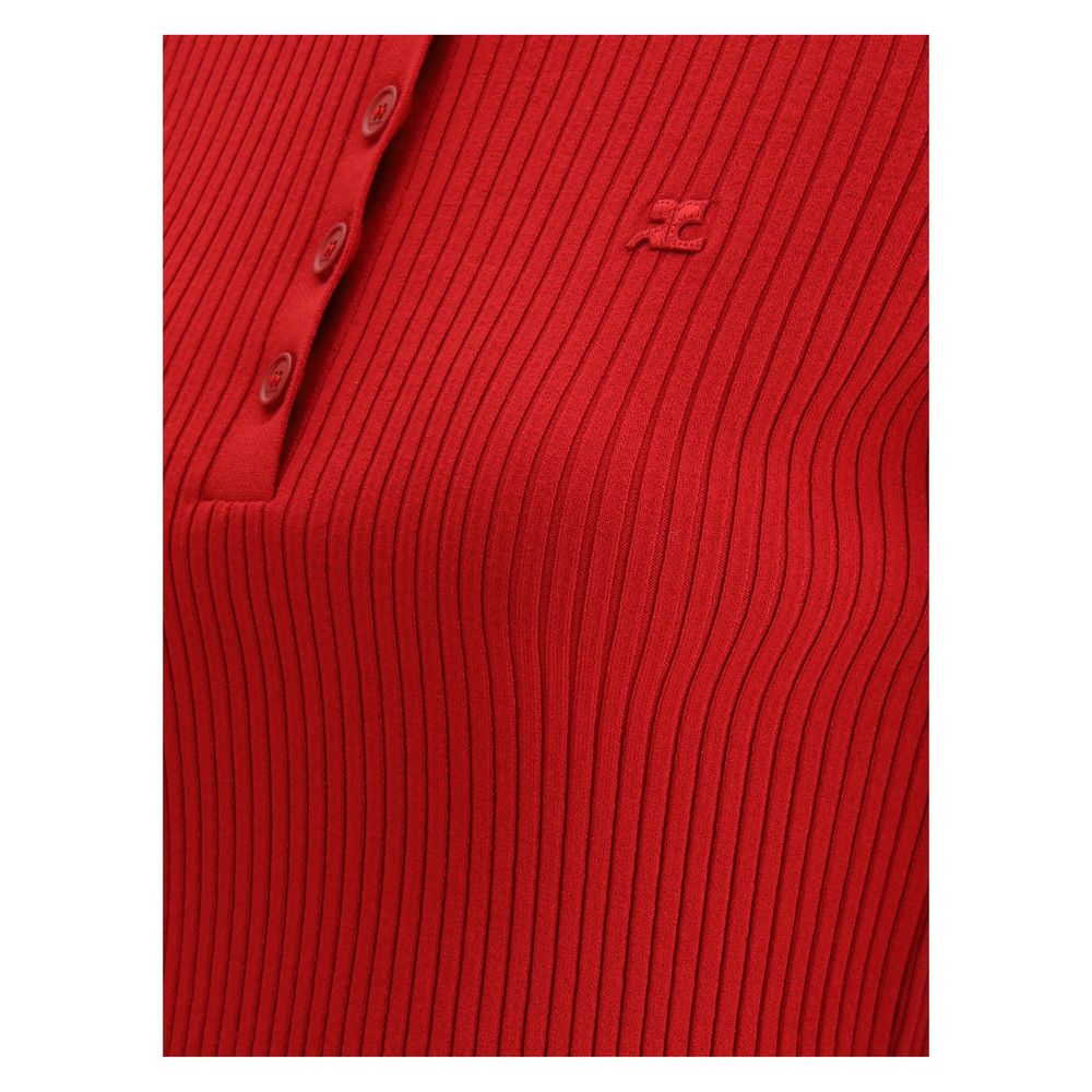 Courrėges Ribbed design Polo Shirt