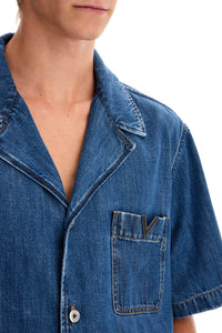 Valentino Garavani denim bowling shirt for men