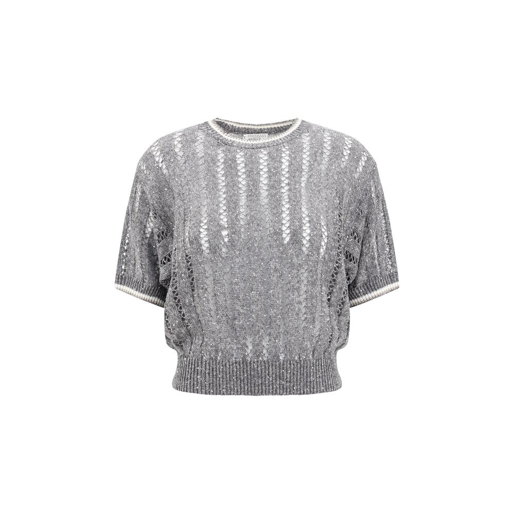 Brunello Cucinelli Openwork knit pattern Sweater with sequins