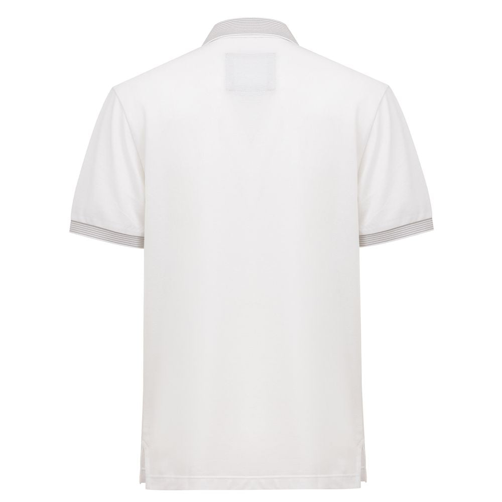 Canali White Cotton Polo Shirt