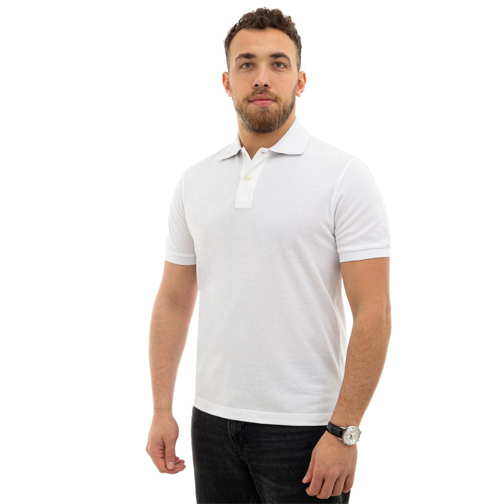 Canali White Cotton Polo Shirt