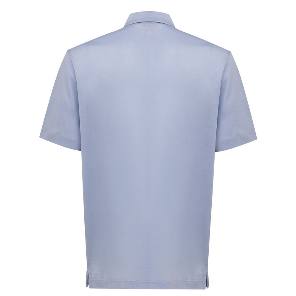 Canali Light Blue Cotton Polo Shirt