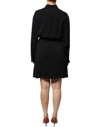 Emporio Armani Black Viscose Long Sleeves A-line Mini Dress