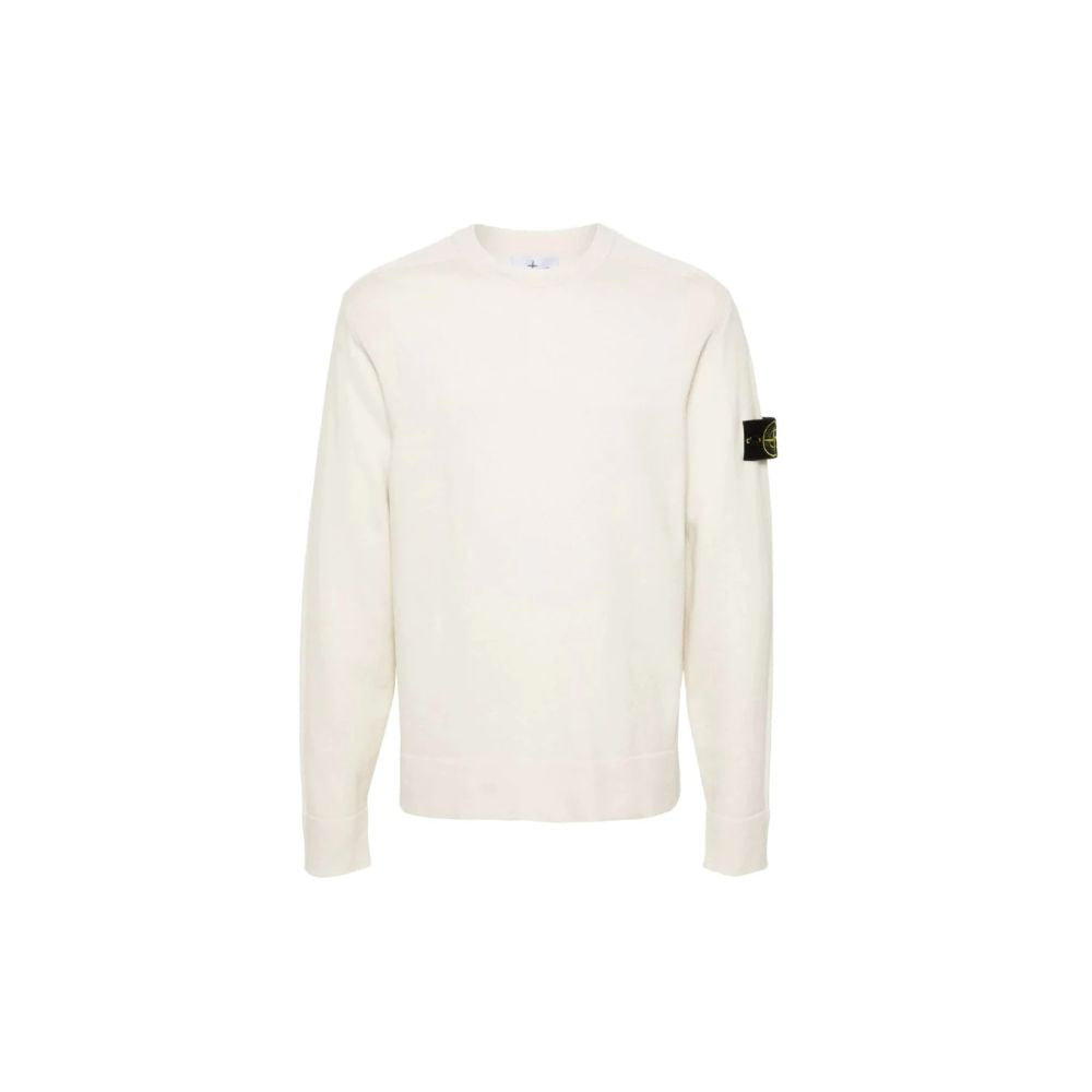 Stone Island White Wool Men Sweater