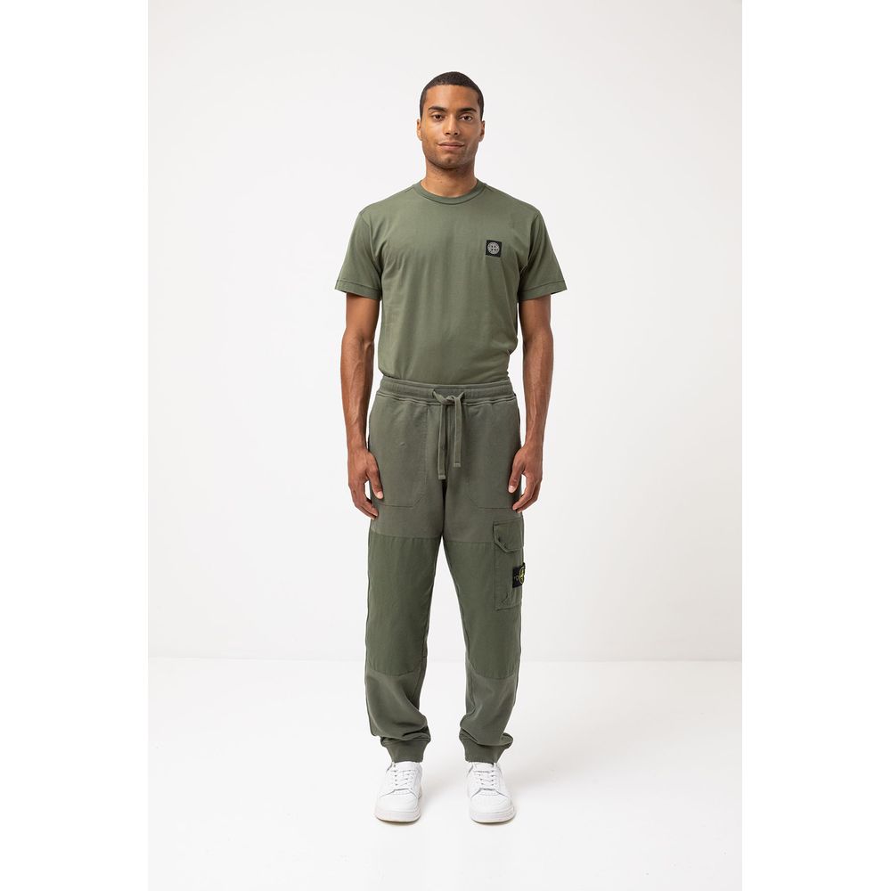 Stone Island Green Cotton Men Tracksuit Trouser