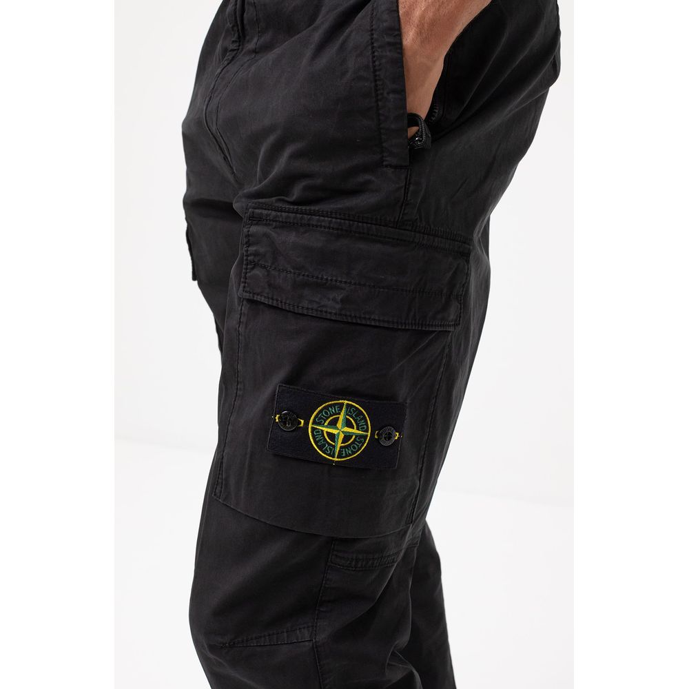 Stone Island Black Cotton Jeans & Pant