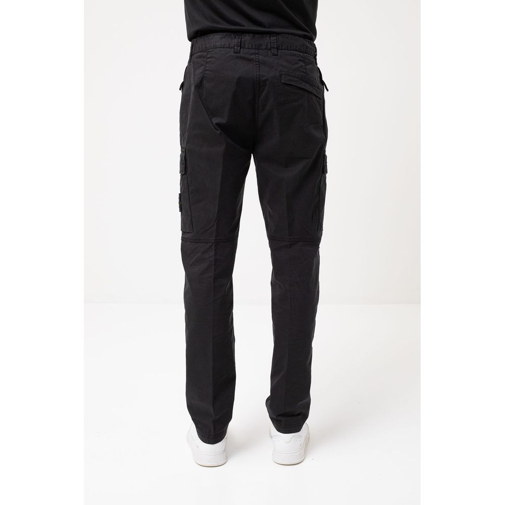 Stone Island Black Cotton Jeans & Pant