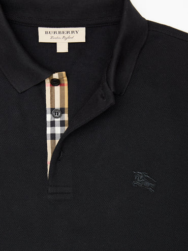 Burberry Black Cotton Collared Polo Shirt