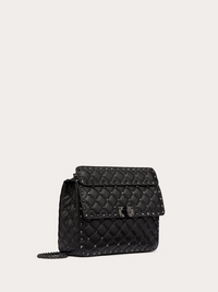 Valentino Garavani Black Nappa Leather Medium Rockstudt Spike Bag