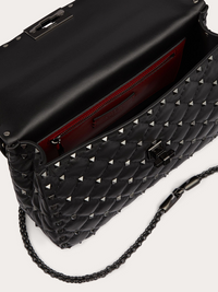 Valentino Garavani Black Nappa Leather Medium Rockstudt Spike Bag