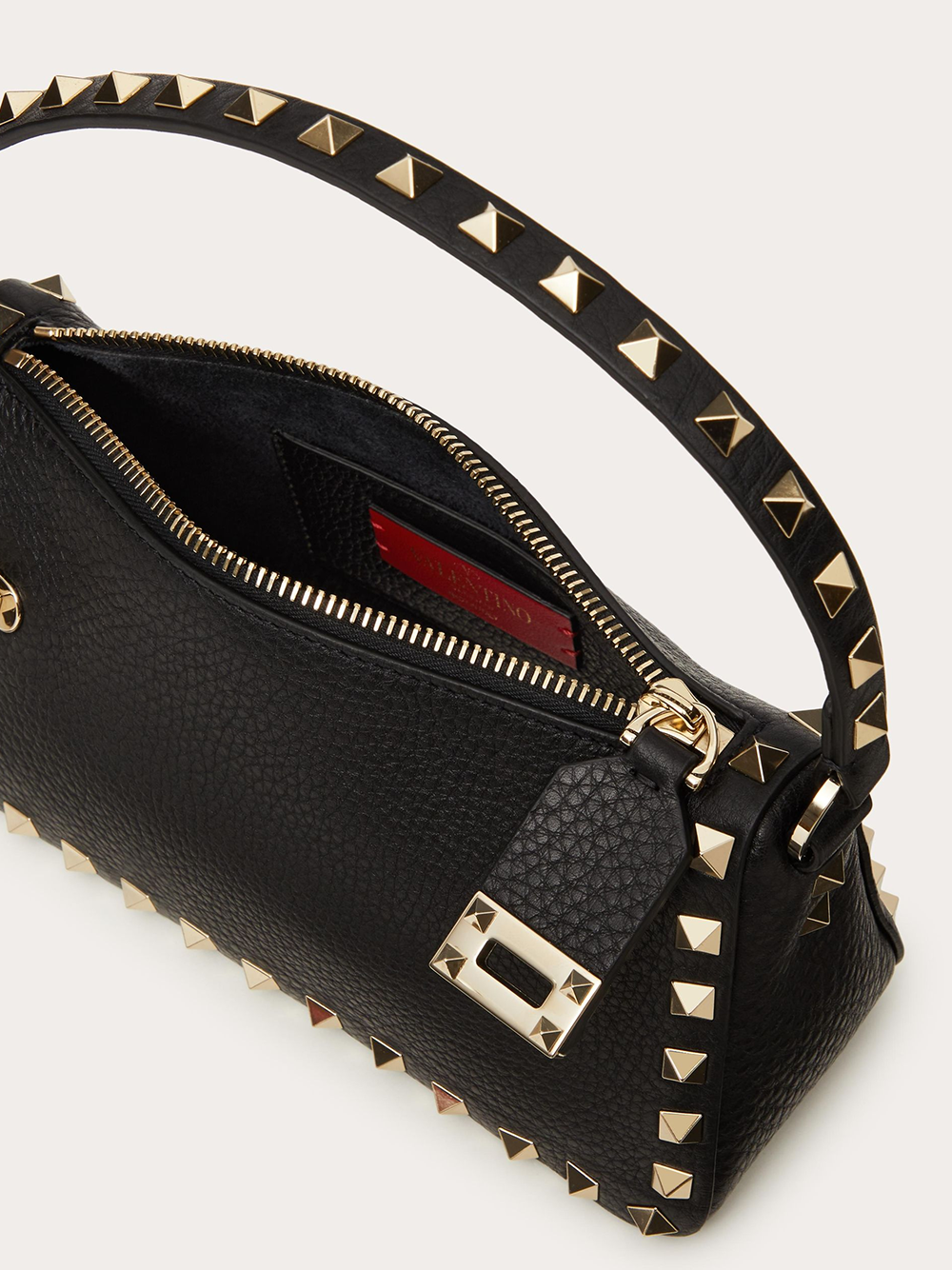 Valentino Garavani Black Garnet Calfskin Small Rockstud Shoulder Bag