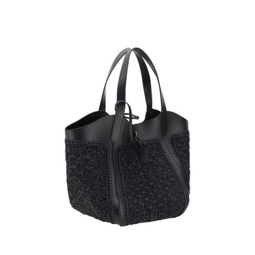 Giorgio Armani Leather and Raffia Shoulder Bag