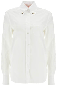 Valentino Garavani structured collar white optical long sleeve cotton shirt