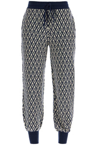 Valentino Garavani high-waisted wide-leg zigzag cream and navy virgin wool pants