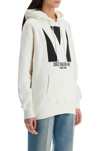 Valentino Garavani ivory cotton hoodie with large logo