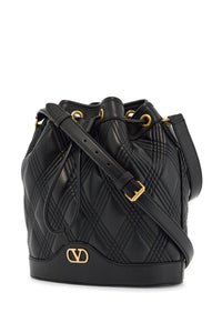 Valentino Garavani quilted black leather drawstring bag