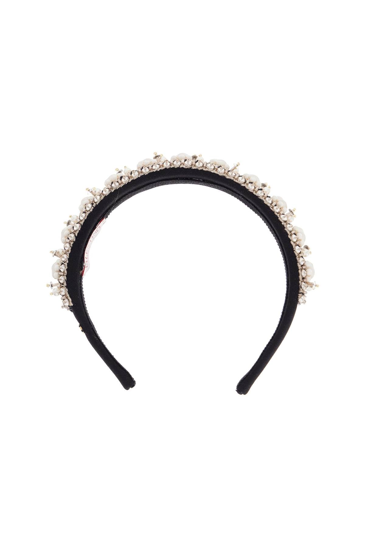 Valentino Garavani headband with pearls and crystals black 2.5 cm