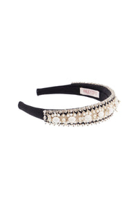 Valentino Garavani headband with pearls and crystals black 2.5 cm