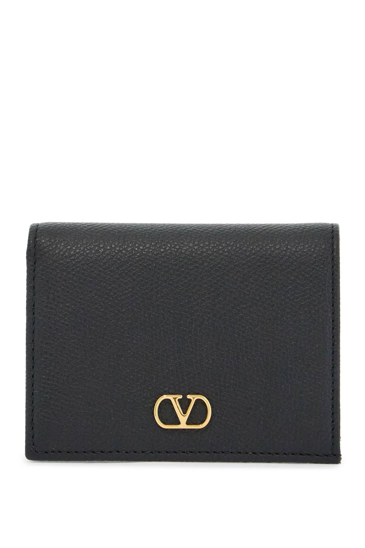 Valentino Garavani portafoglio french wallet compatto in pelle nera con patta