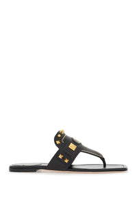 Valentino Garavani black buffalo leather studded flip-flops