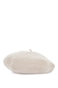 Valentino Garavani wool beanie with zigzag and pompon in butter