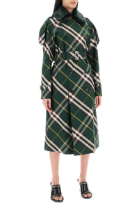 Burberry kensington trench coat with check pattern