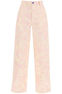 Burberry "rose print canvas workwear pants"