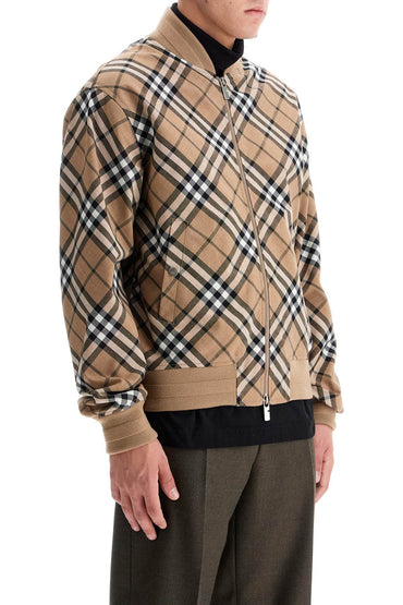 Burberry ered harrington jacket in wool blend