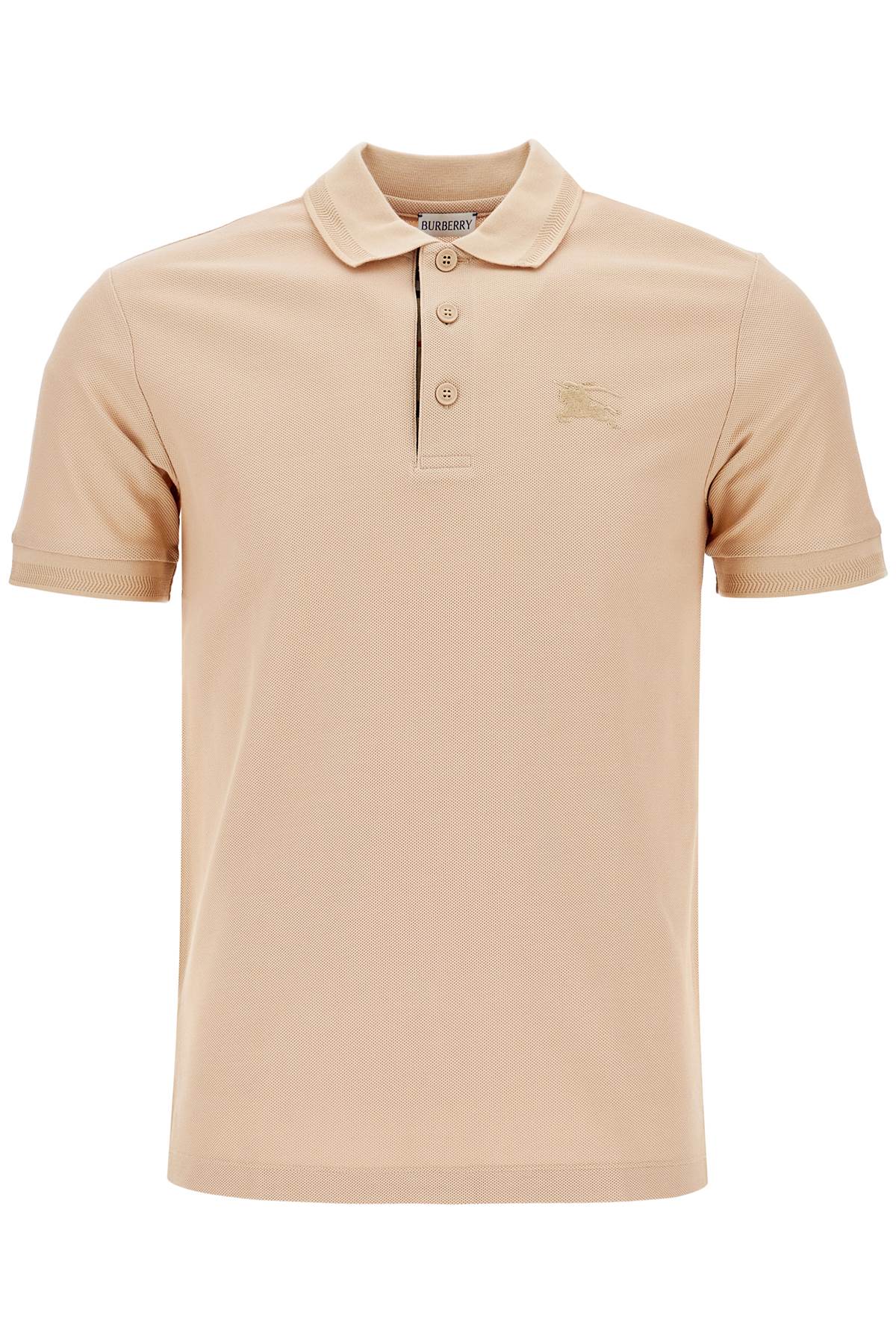 Burberry beige cotton polo with ekd embroidered logo