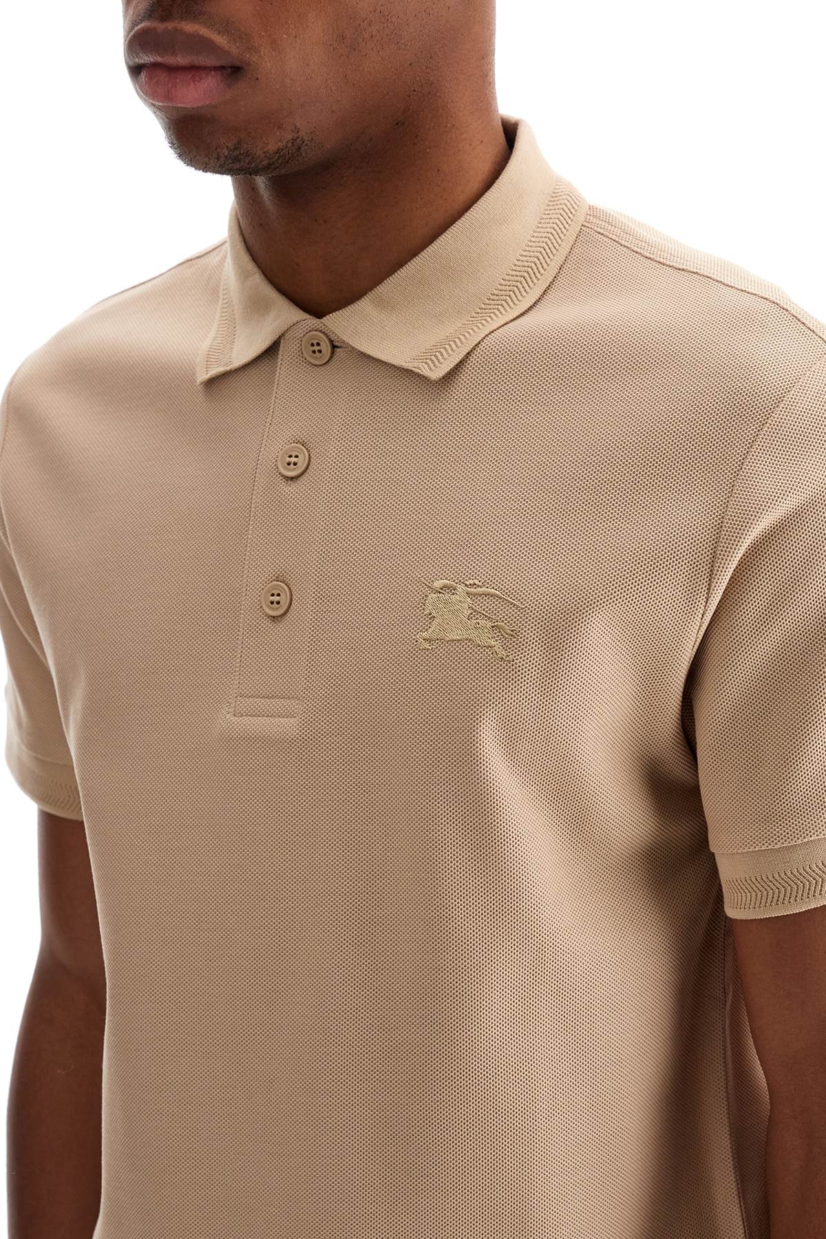 Burberry beige cotton polo with ekd embroidered logo