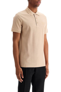 Burberry beige cotton polo with ekd embroidered logo