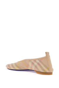 Burberry beige check knit ballerinas with rubber sole