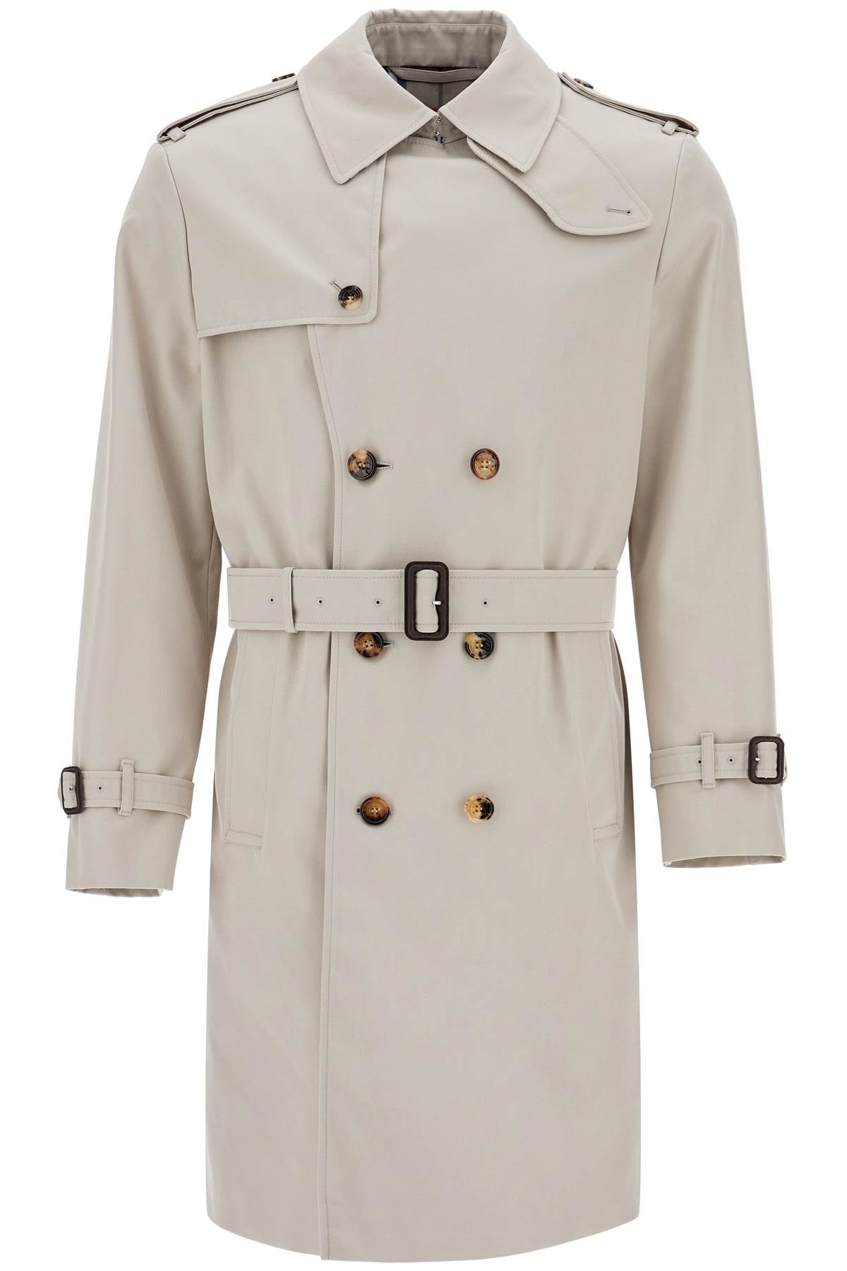 Burberry light beige polyester and cotton trench coat with adjustable belt