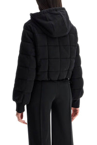 Moncler X Palm Angels black checkered cotton padded cardigan with hood and zip